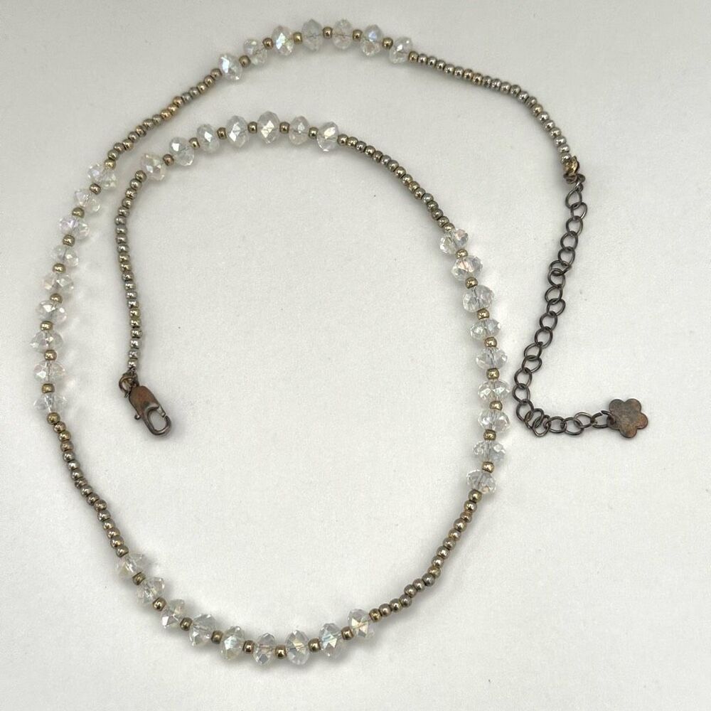 Silver tone clear crystal beaded necklace - Picture 8 of 9
